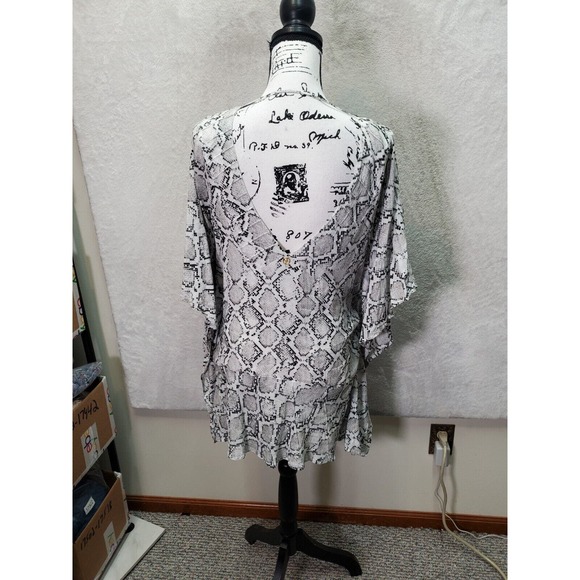 VIX Paula Hermanny Cover Up Women Small White Snake Print Sleeveless V Neck Logo - Picture 2 of 11